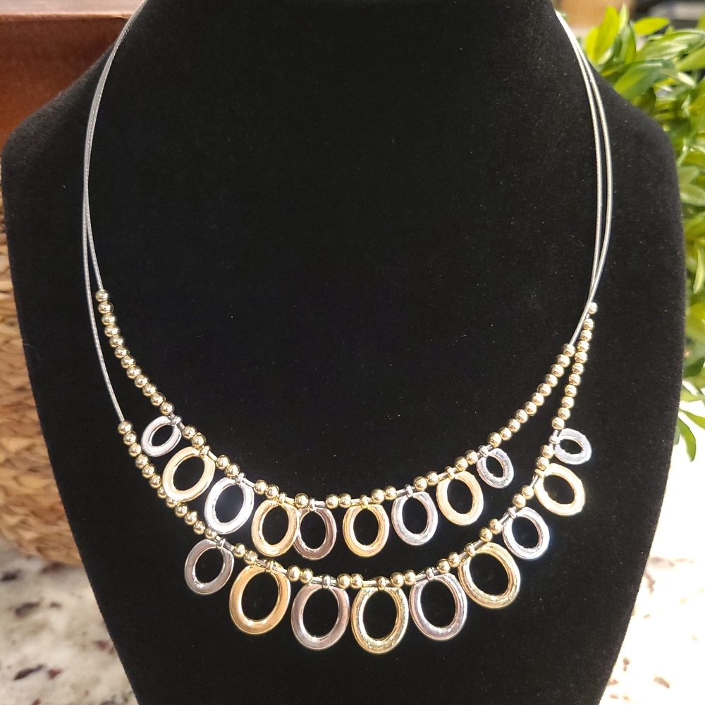 Gold and Silver Oval Necklace